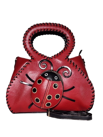 Red Diophy ladybug satchel bag front view