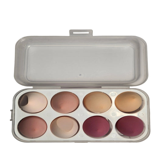 Pink 8-piece makeup sponge set with storage case
