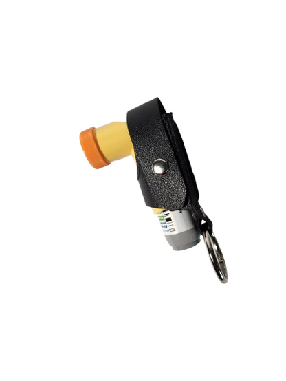 Black inhaler case keychain with inhaler partially removed