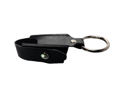 Black inhaler case keychain side view with key ring