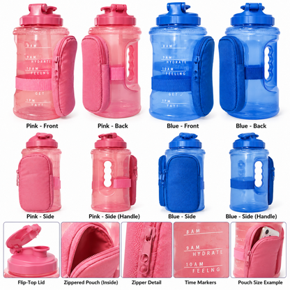 Motivational Water Bottle with Pouch