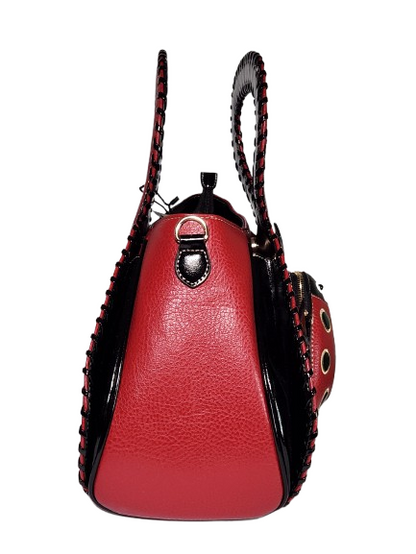 Red Diophy ladybug satchel bag side view