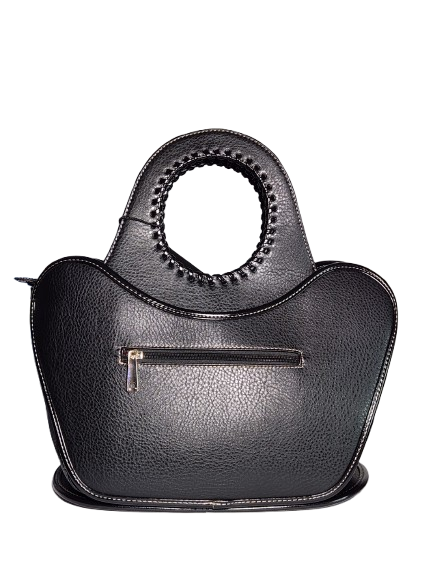 Black handbag with decorative handle o
