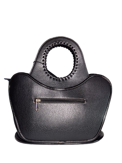 Black handbag with decorative handle o