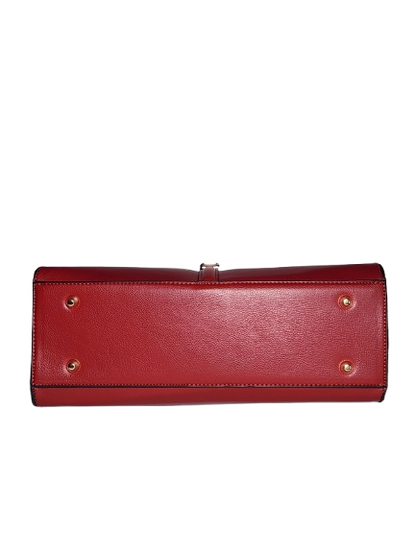 Red wallet with gold accents  bottom feet