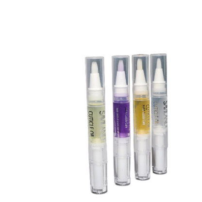 Four assorted cuticle oil pens displayed together