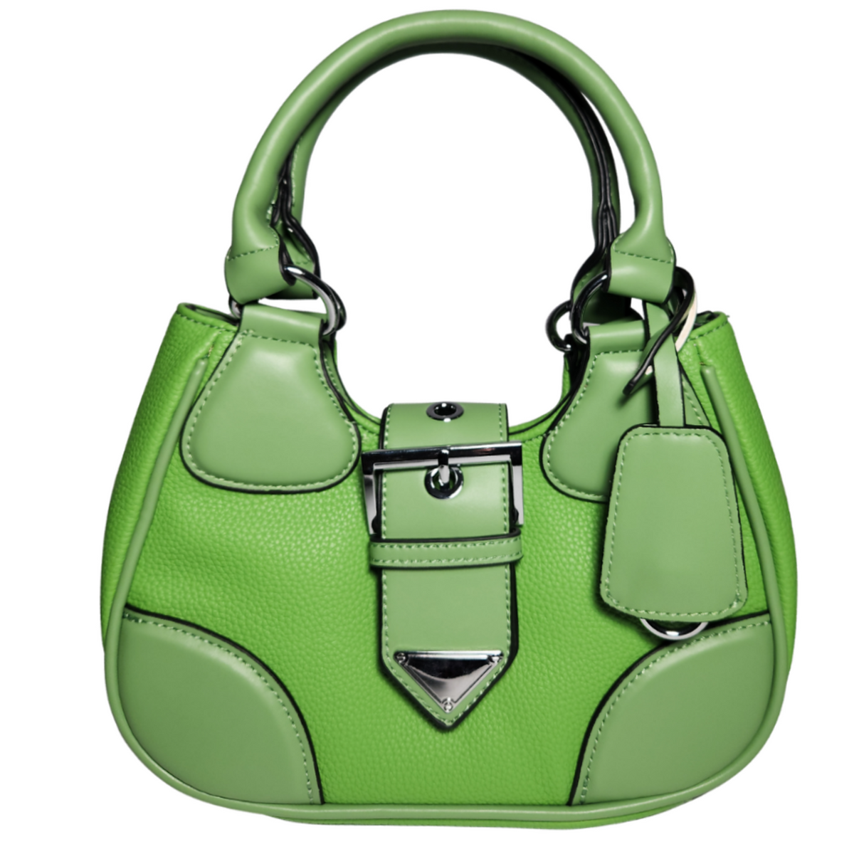 Green mini top handle bag front view without strap