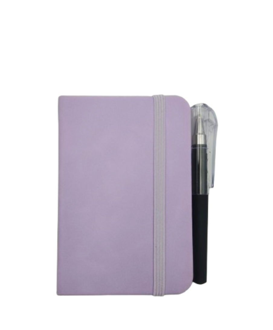 Purple mini notebook with matching pen