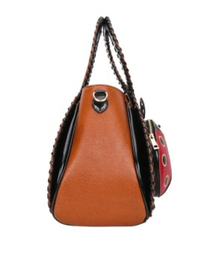 Brown Diophy ladybug satchel bag side view