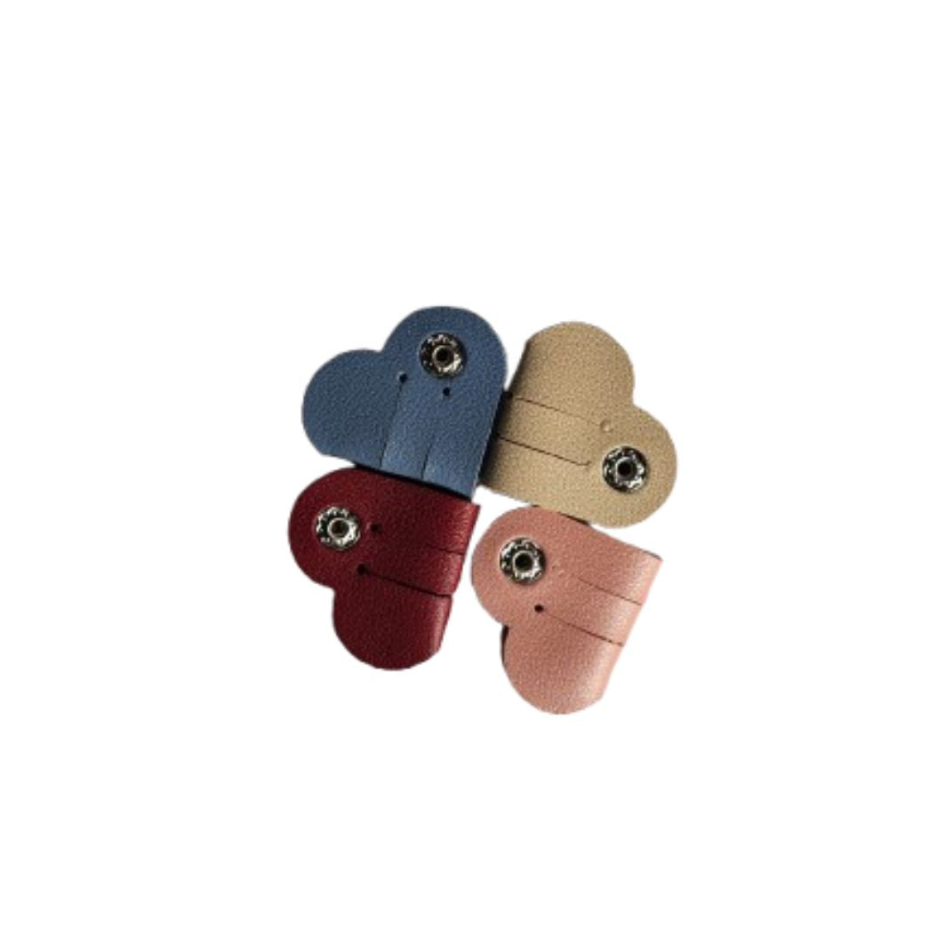 Assorted heart-shaped tech cord organizer in multiple colors
