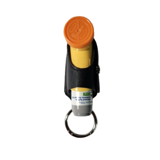 Black inhaler case keychain holding inhaler
