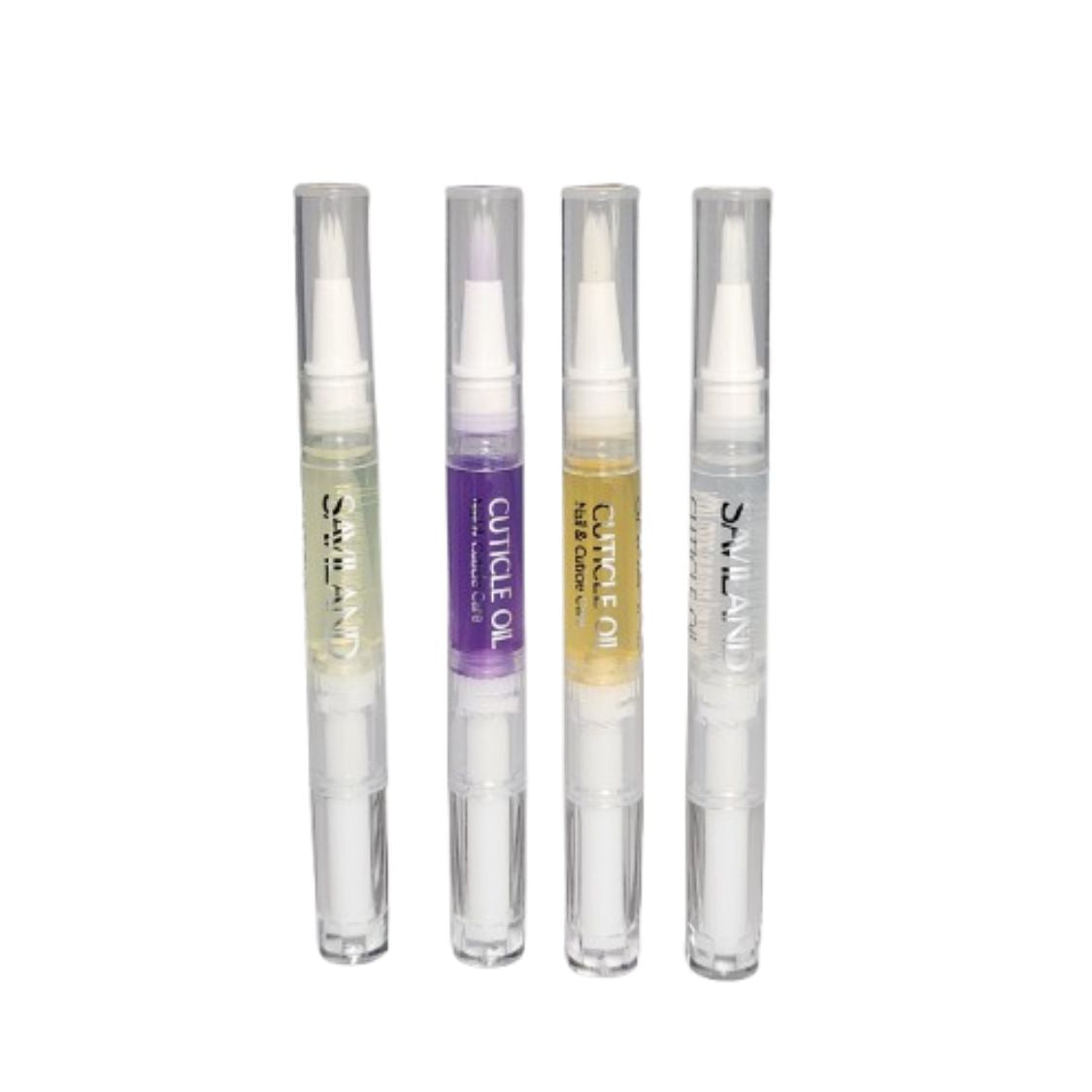 Set of four assorted cuticle oil pens for nail care