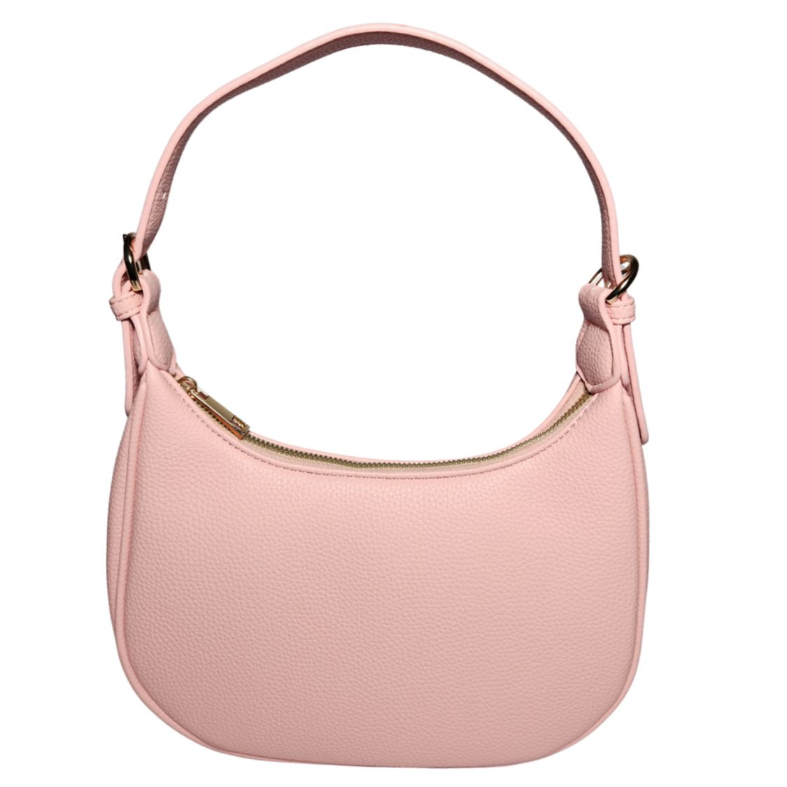 Pink crescent vegan shoulder bag front view