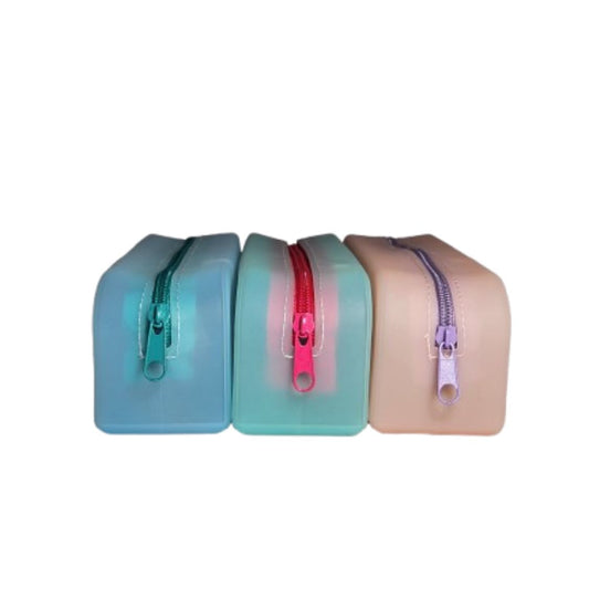 Soft Jelly Zipper Pouch in blue, pink, and purple