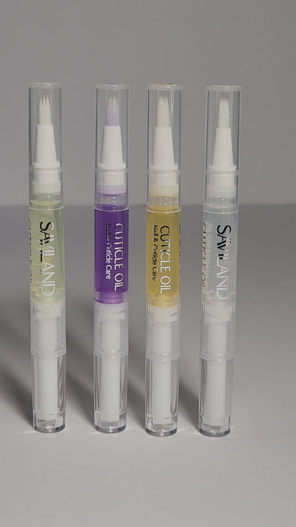 Set of four cuticle oil pens displayed together.